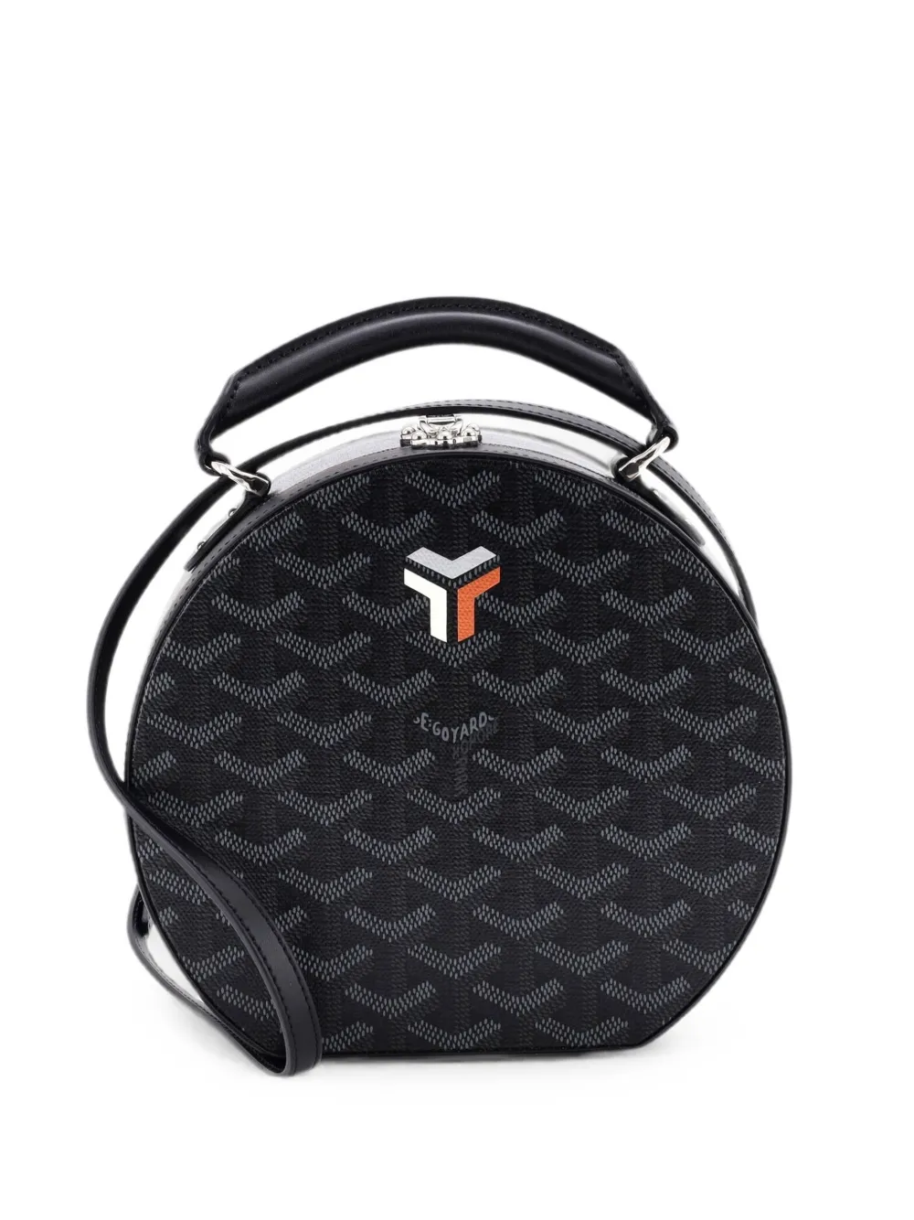 Pre-owned Goyard Alto Hatbox Bag Coated Canvas Satchel In Black