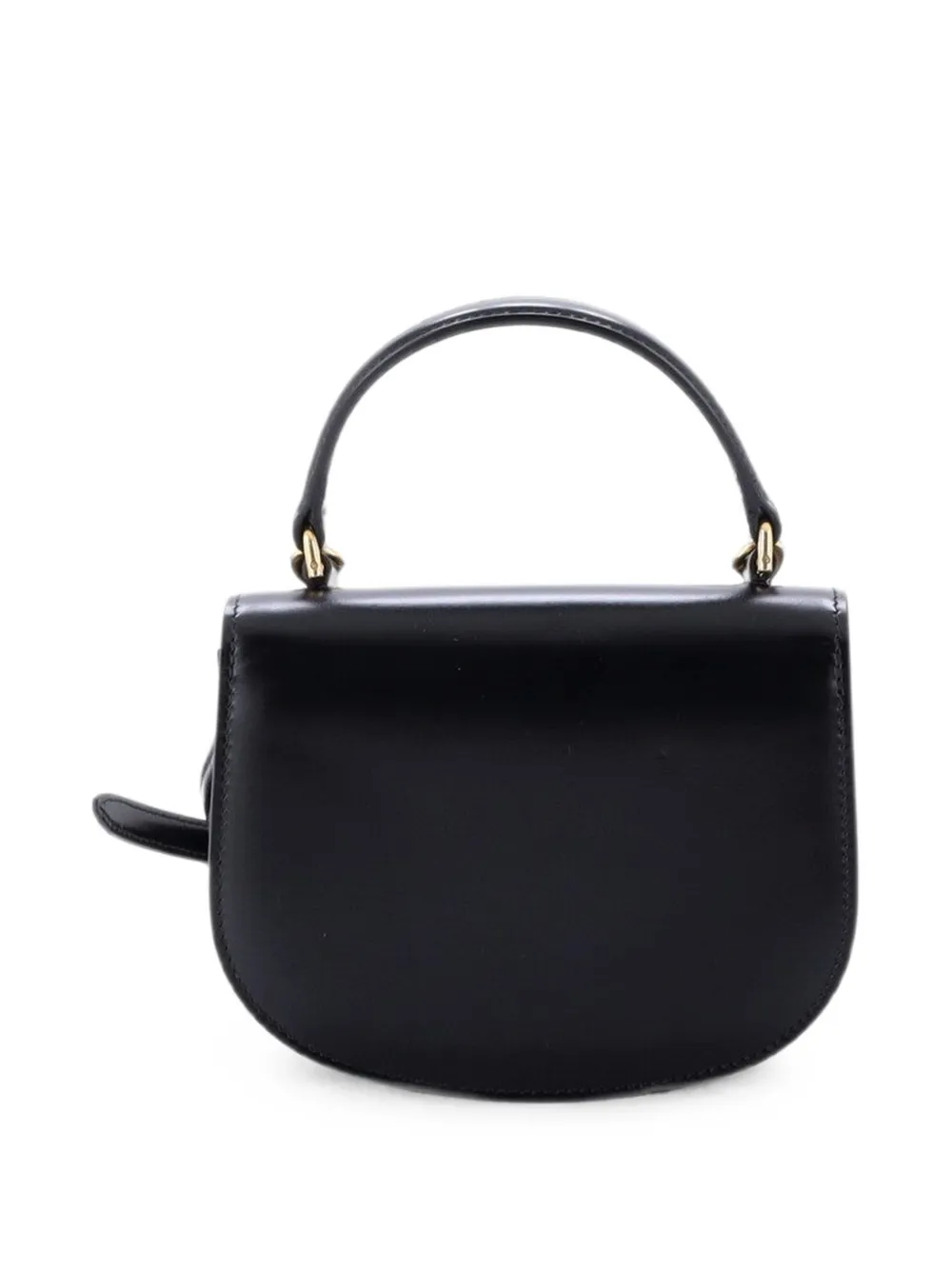Pre-owned Celine Triomphe Besace Clea Top Handle Flap Bag Leather Mini Satchel In Black