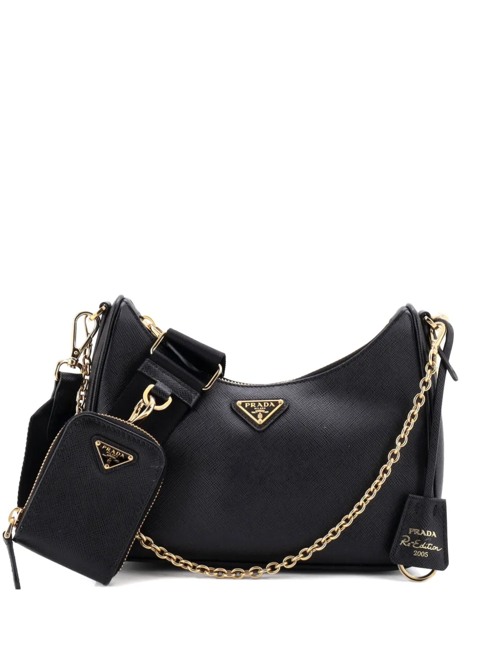 Prada Pre-Owned Re-Edition 2005 Shoulder Bag Saffiano Leather Small crossbody bag - Nero