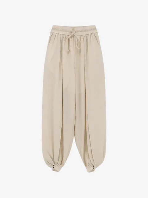 LAMRONS drawstring-waist pleated trousers