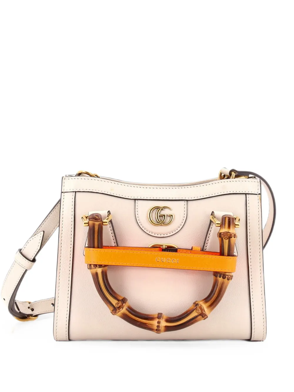 Gucci Pre-Owned Diana NM Bamboo Handle Tote Leather Mini crossbody bag - White