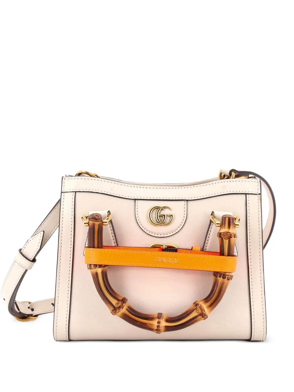 Gucci Pre-Owned Diana NM Bamboo Handle Tote Leather Mini crossbody bag - Bianco