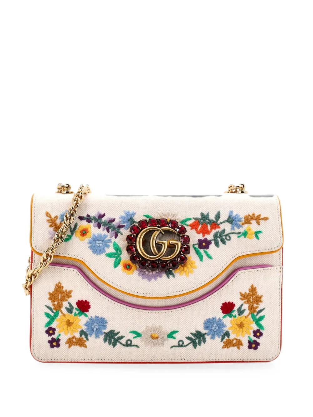 Gucci Pre-Owned Linea Ricami Embroidered Canvas Small shoulder bag - Neutrals