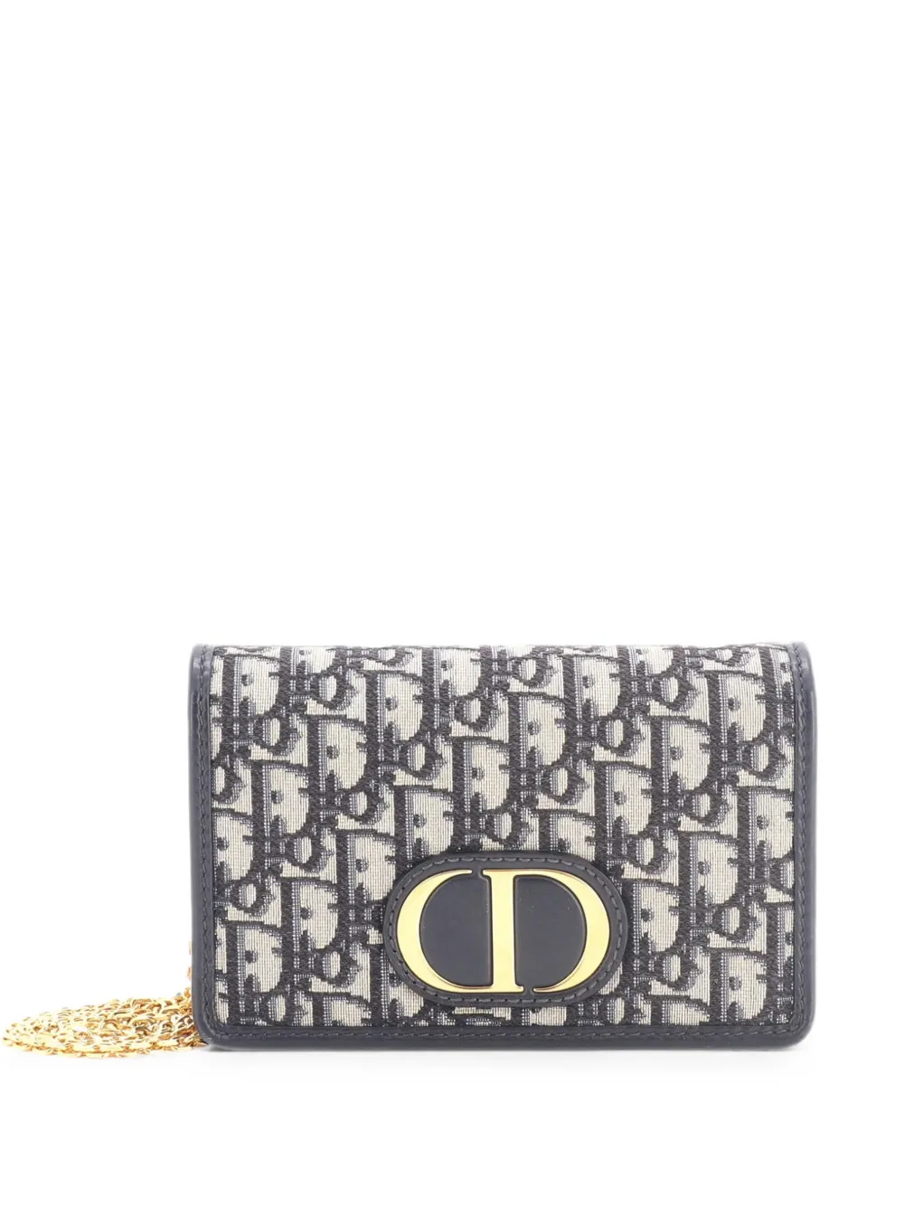 Pre-owned Dior 30 Montaigne 2-in-1 Pouch Oblique Canvas Crossbody Bag In Blue