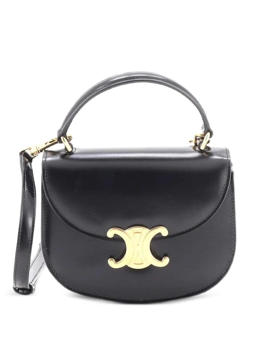 Celine Pre-Owned Triomphe Besace Clea Top Handle Flap Bag Leather Mini satchel - Schwarz