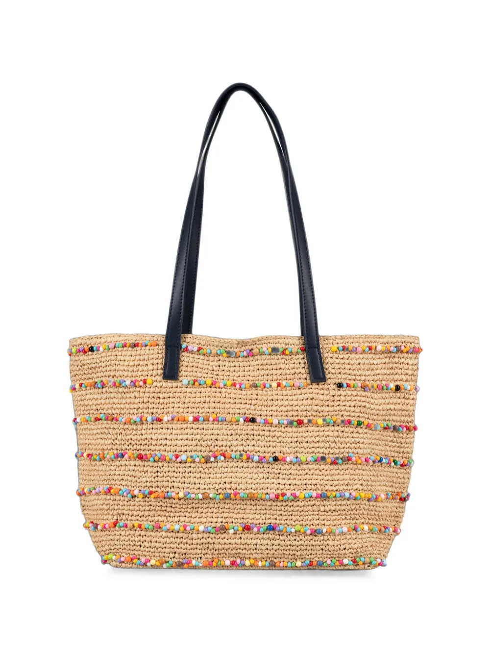 MC2 Saint Barth Shopper met logo-detail en verfraaid met kralen Beige
