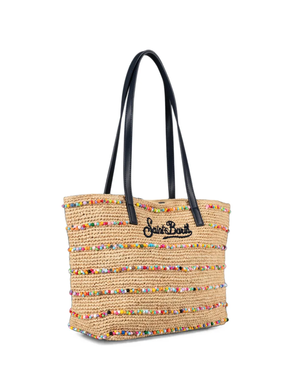 MC2 Saint Barth Shopper met logo-detail en verfraaid met kralen Beige