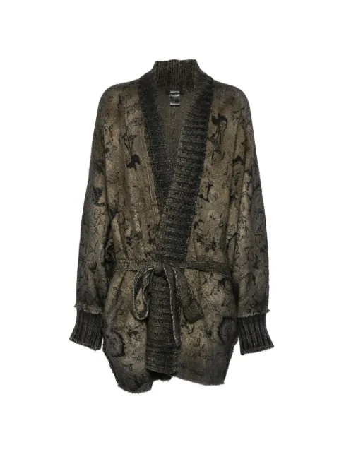 Avant Toi jacquard-knit belted coat
