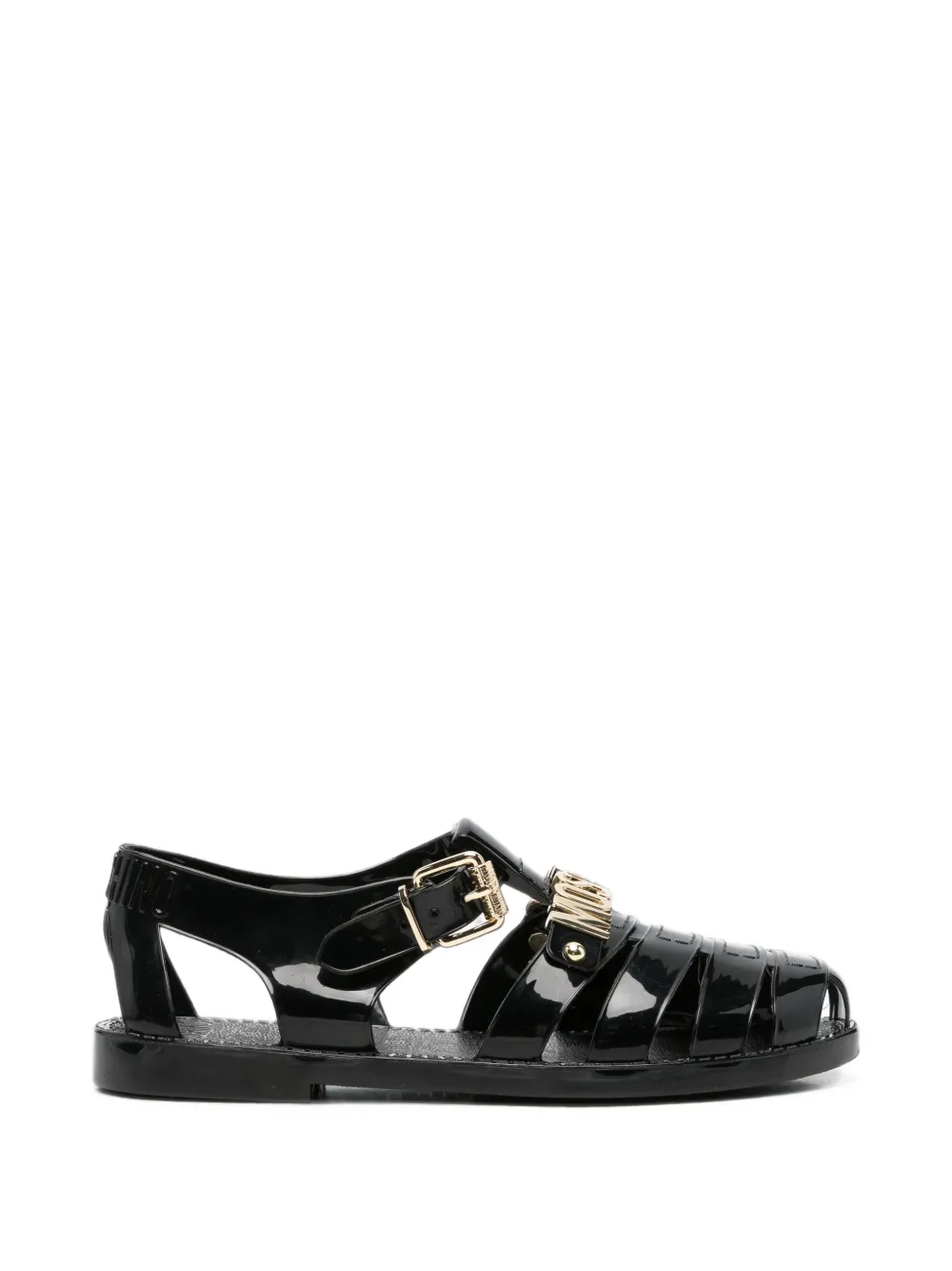 Moschino logo-lettering buckled sandals - Nero