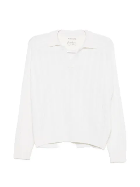 Purotatto cable-knit polo-collar sweater