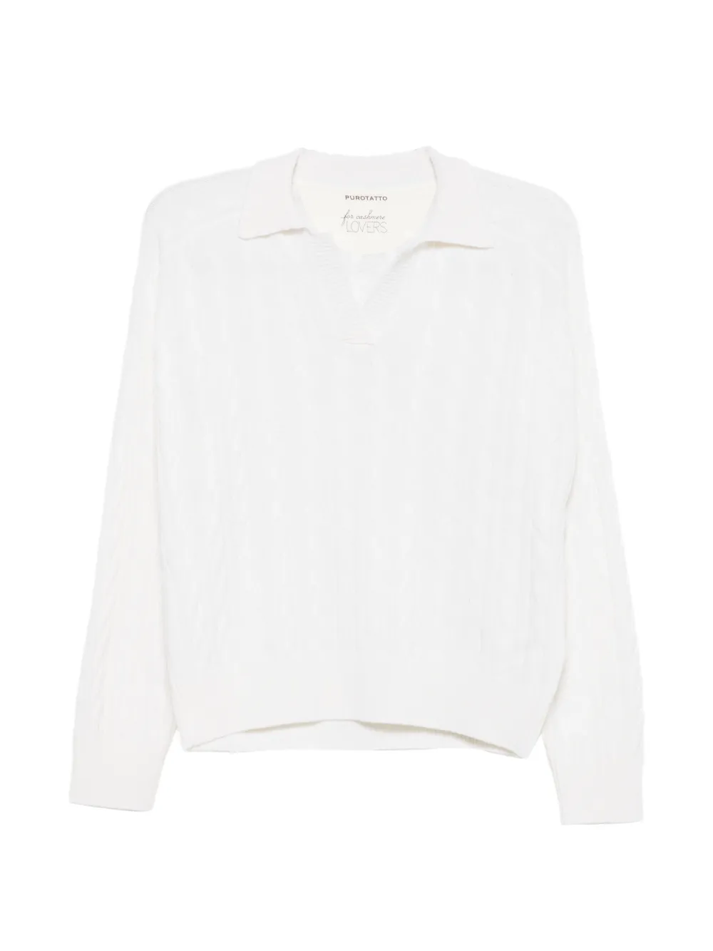 Purotatto cable-knit polo-collar sweater