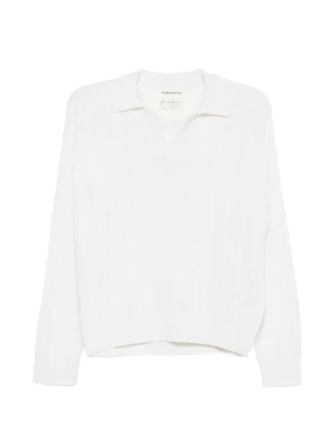 Purotatto cable-knit polo-collar sweater