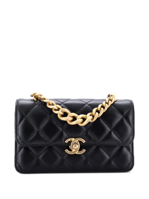 CHANEL Pre-Owned Chain Handle Compartment Flap Bag Quilted Lambskin Mini crossbody bag