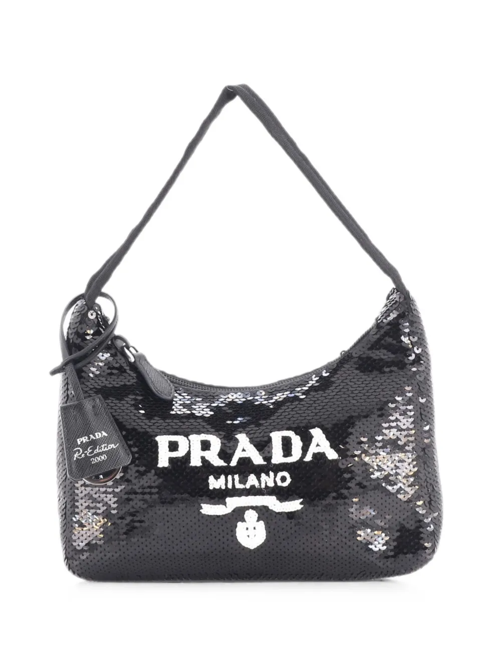 Prada Pre-Owned Re-Edition 2000 Sequins Mini hobo bag - Black