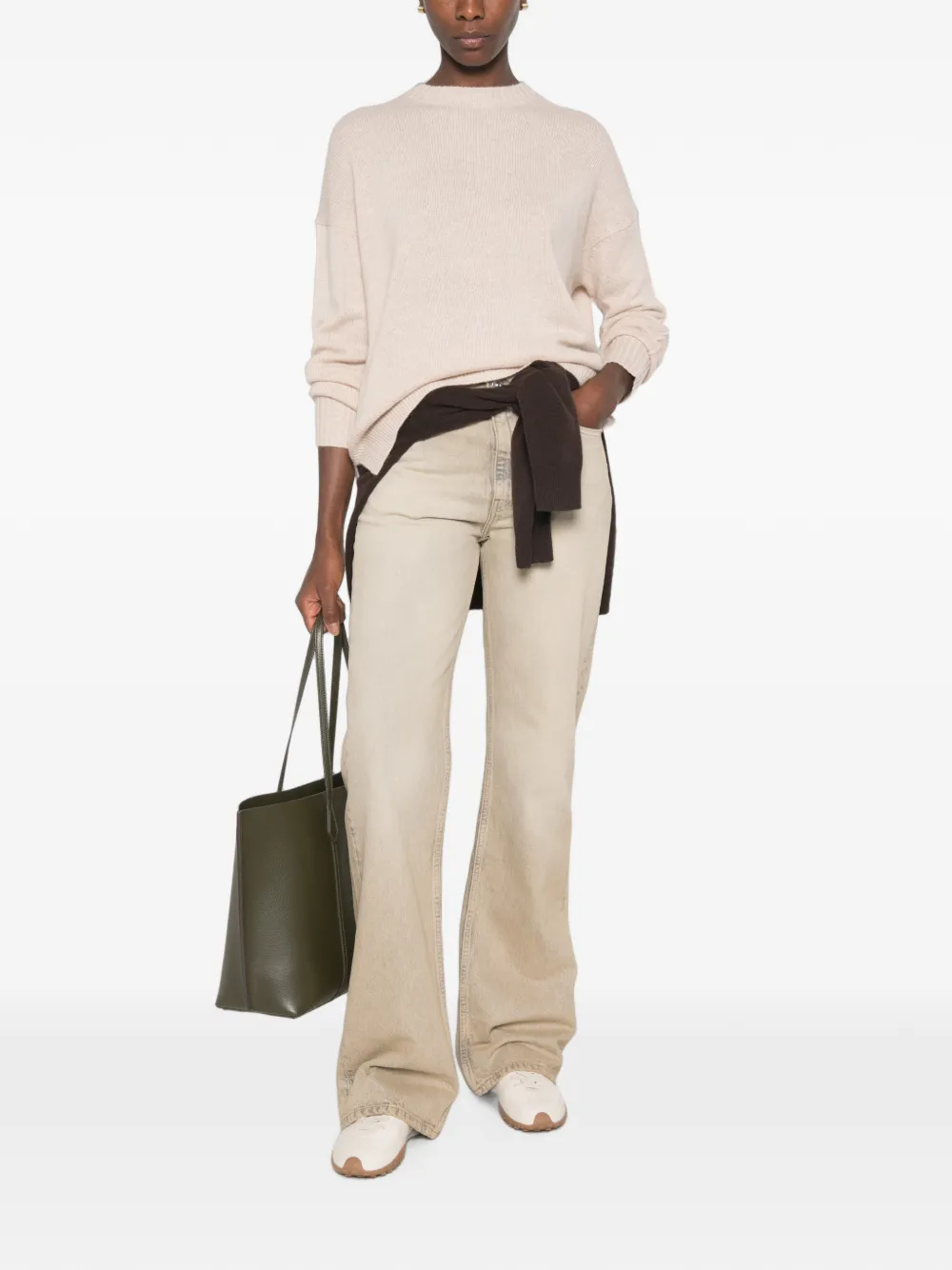 Allude Ribgebreide trui Beige