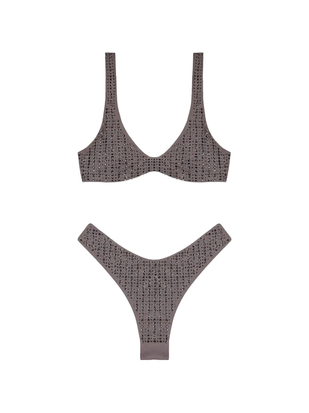 Venuja Malibu Crystal-embellished Bikini In Gray