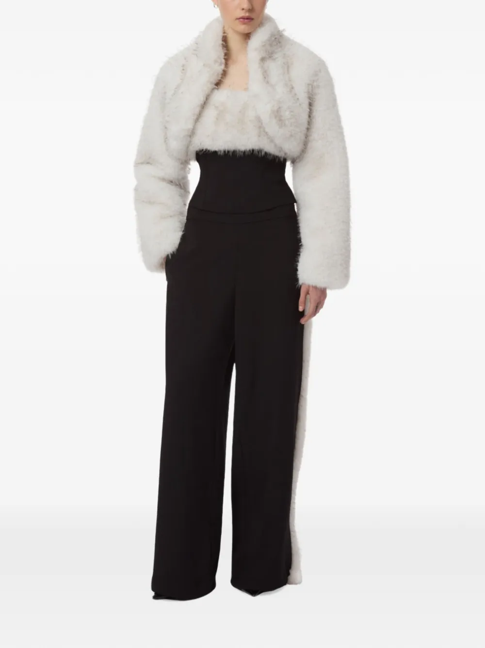 Apparis cropped faux-fur jacket Beige