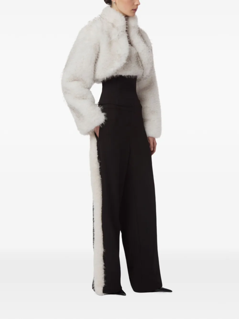 Apparis cropped faux-fur jacket Beige
