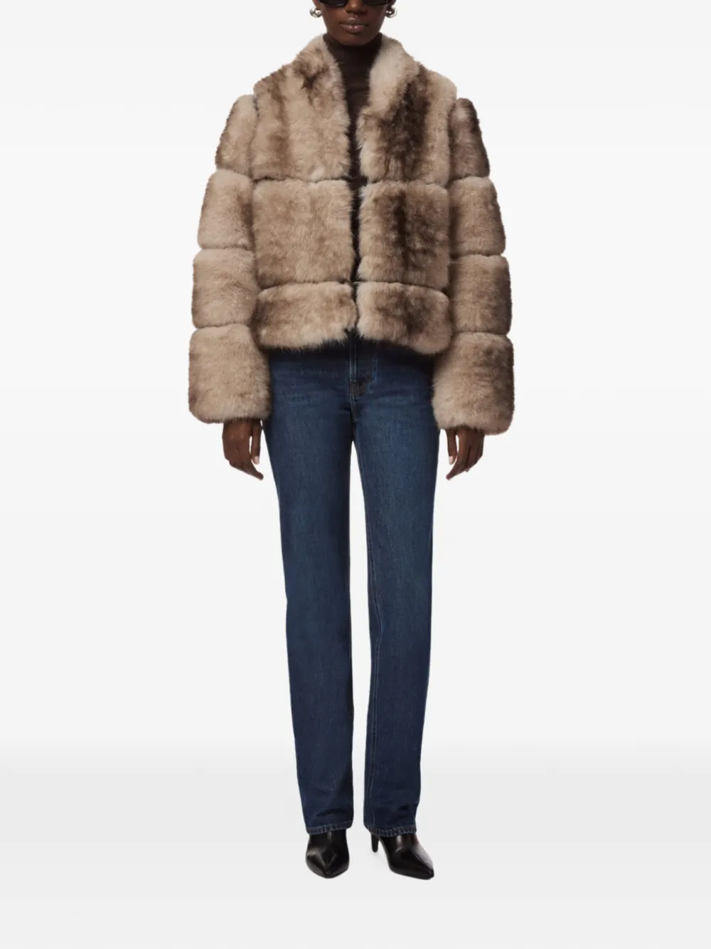 Apparis Sai faux-fur panelled coat Beige