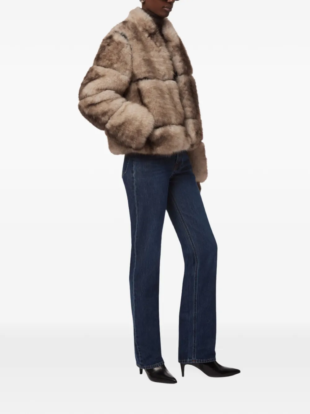 Apparis Sai faux-fur panelled coat Beige