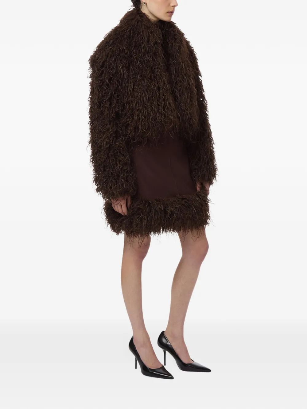 Apparis faux-fur cropped coat Bruin