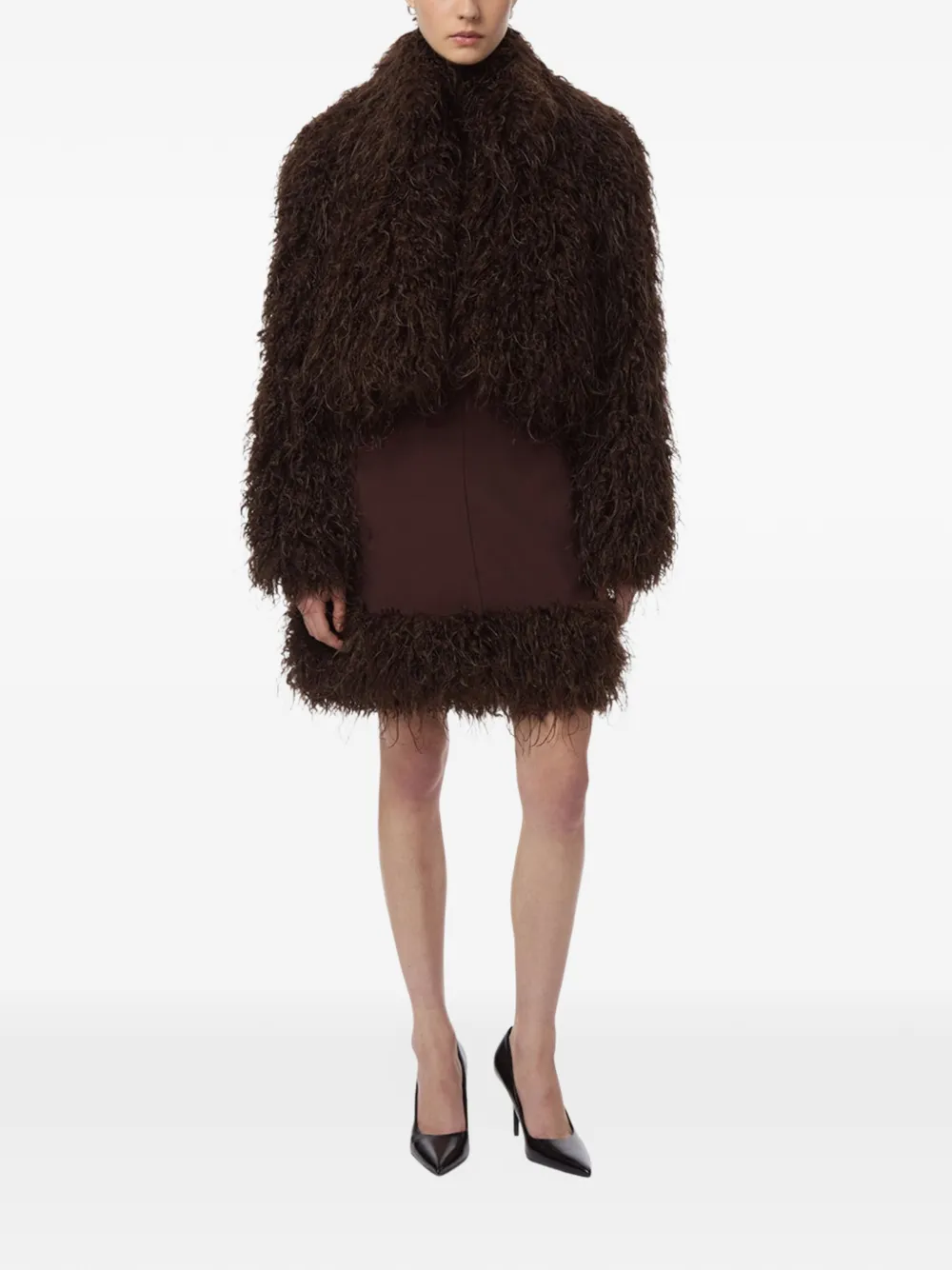 Apparis faux-fur cropped coat Bruin