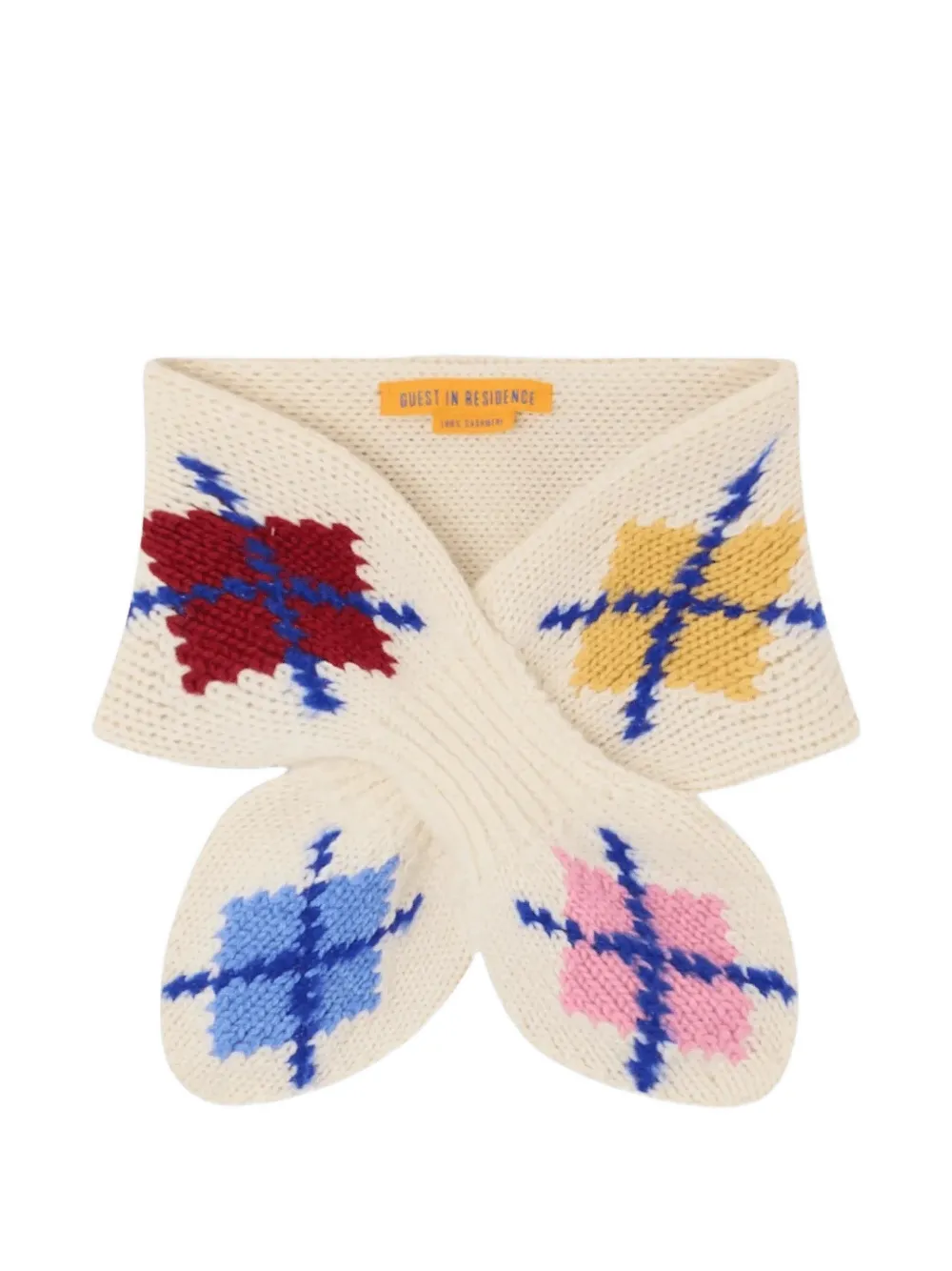 Guest In Residence argyle bowtie scarf - Toni neutri