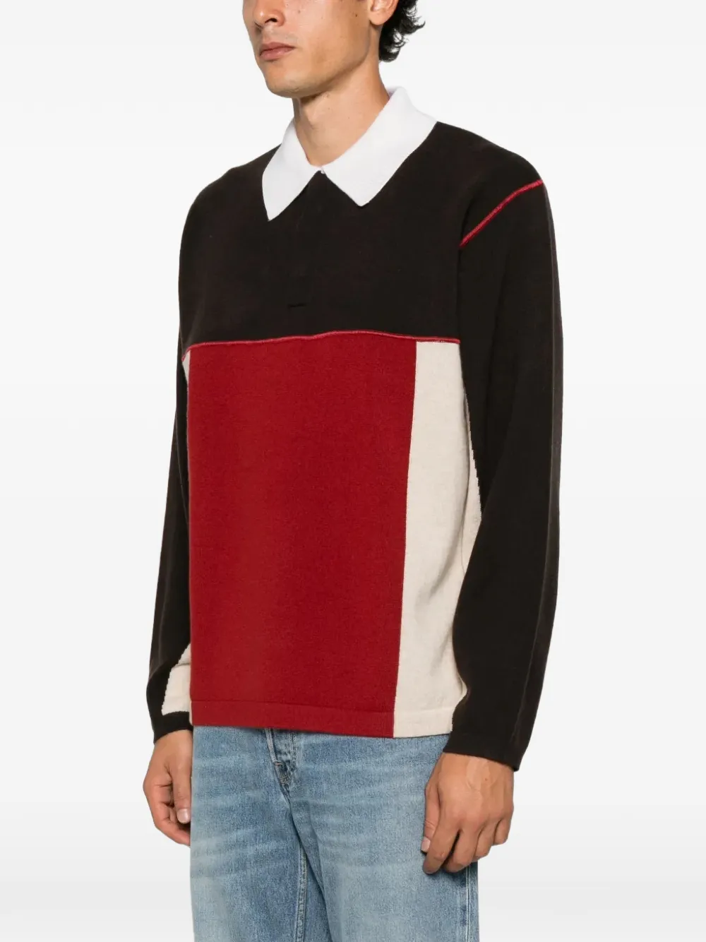 Guest In Residence Poloshirt met colourblocking Zwart