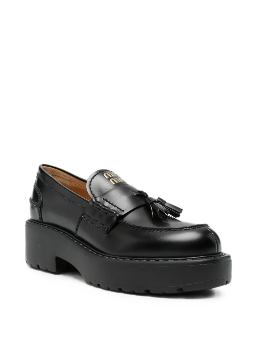 Miu tassel-detail chunky-sole loafers Zwart