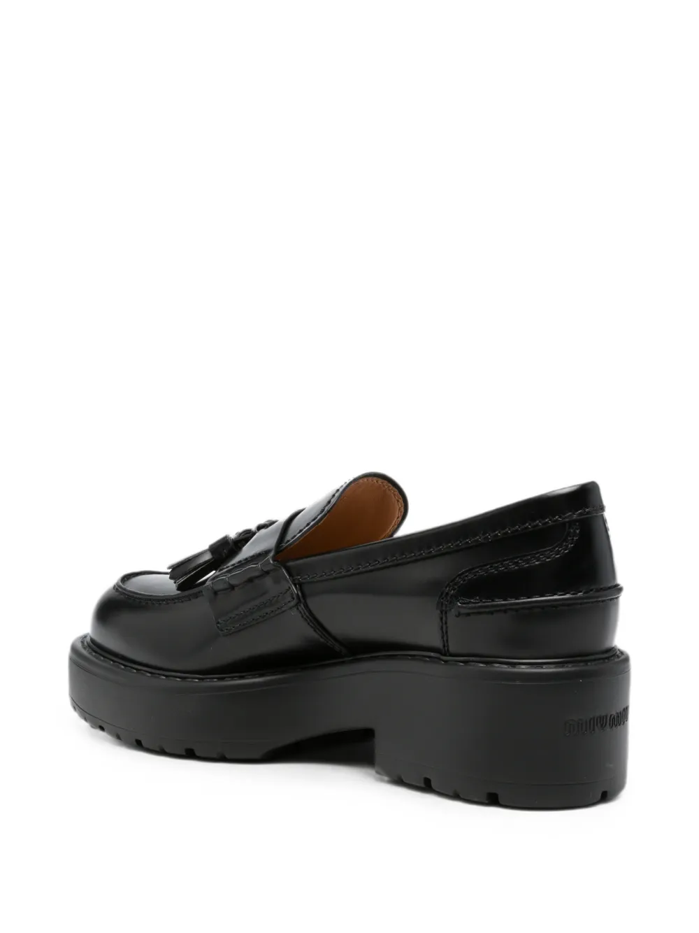 Miu tassel-detail chunky-sole loafers Zwart
