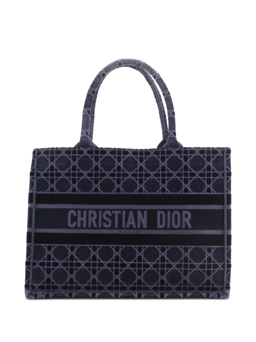 Christian Dior Pre-Owned Book Cannage Embroidered Velvet Medium tote bag - Blu