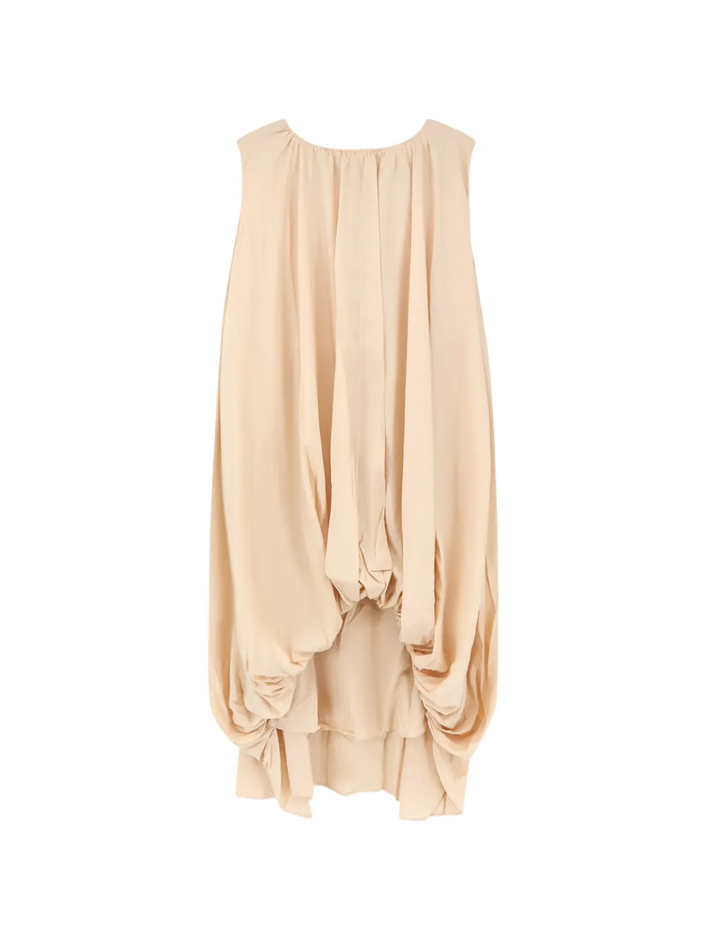LAMRONS Jurk met asymmetrische zoom en trekkoord Beige
