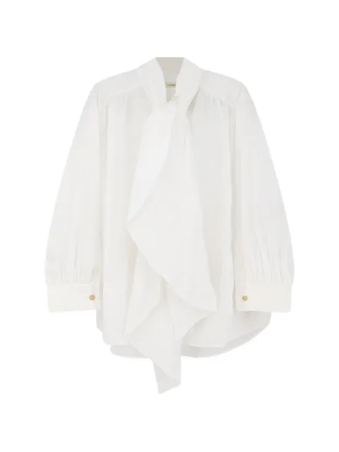 LAMRONS camisa con mangas farol y moño en el cuello