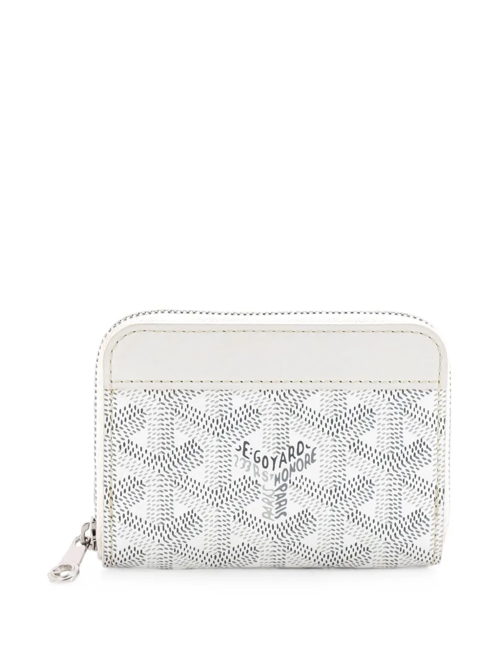 Pre-owned Goyard Matignon Zip Wallet Coated Canvas With Leather Pm Small Wallets In White