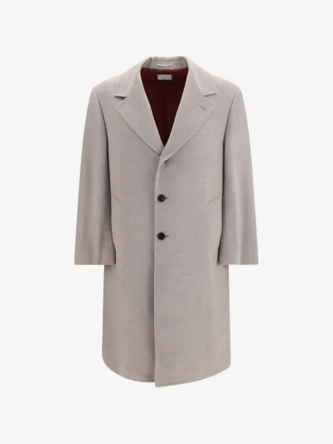 Brunello Cucinelli single-breasted fleece wool coat