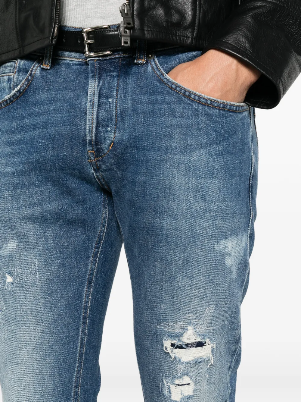 DONDUP distressed slim-fit jeans Blauw