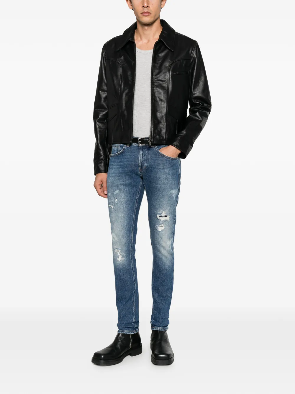 DONDUP distressed slim-fit jeans - Blu