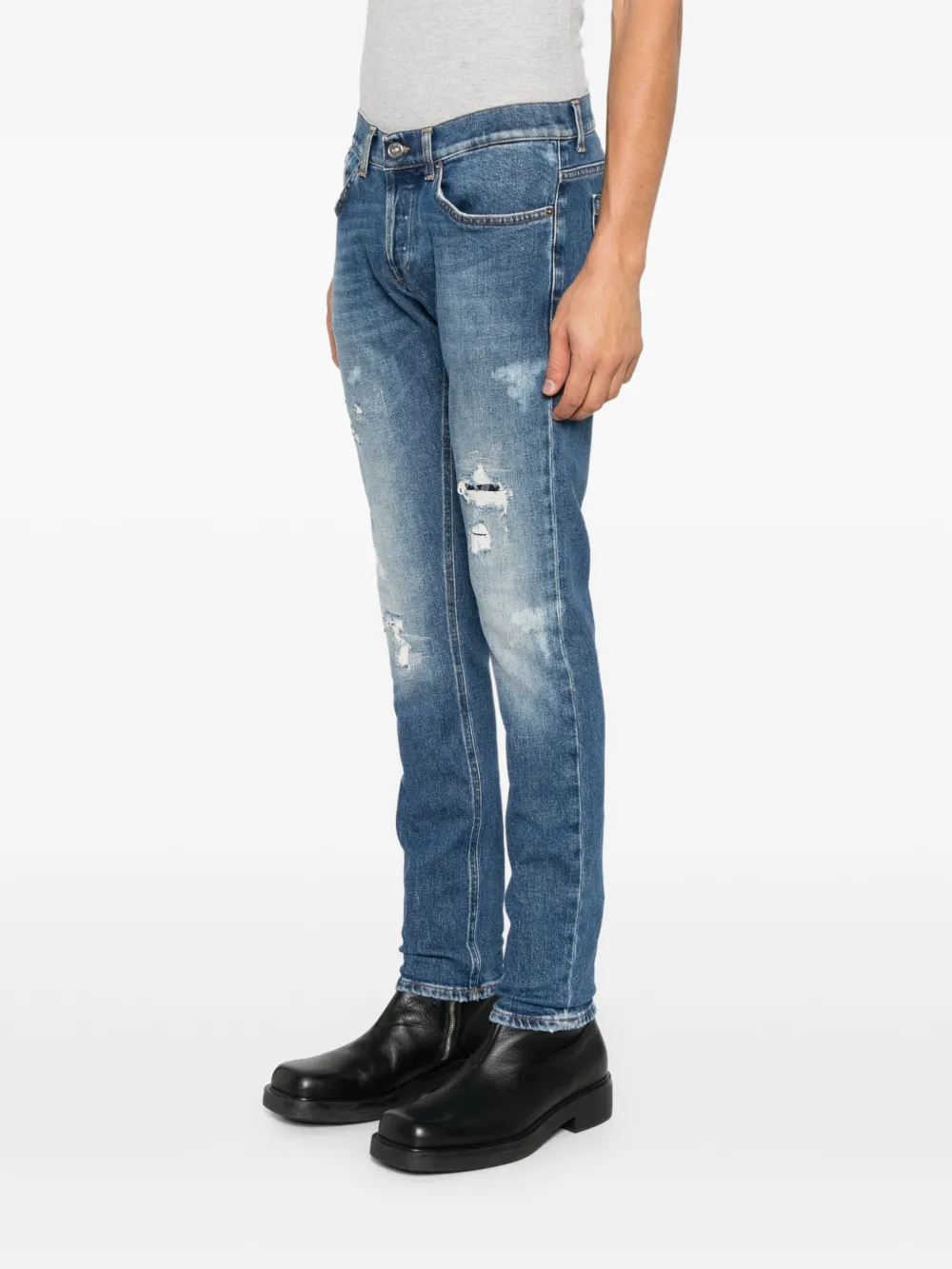 DONDUP distressed slim-fit jeans Blauw