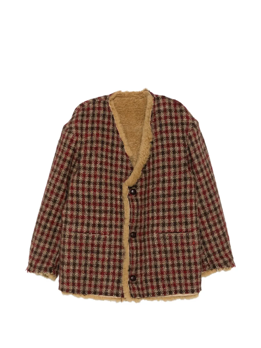 R13 reversible check-pattern coats - Rosso