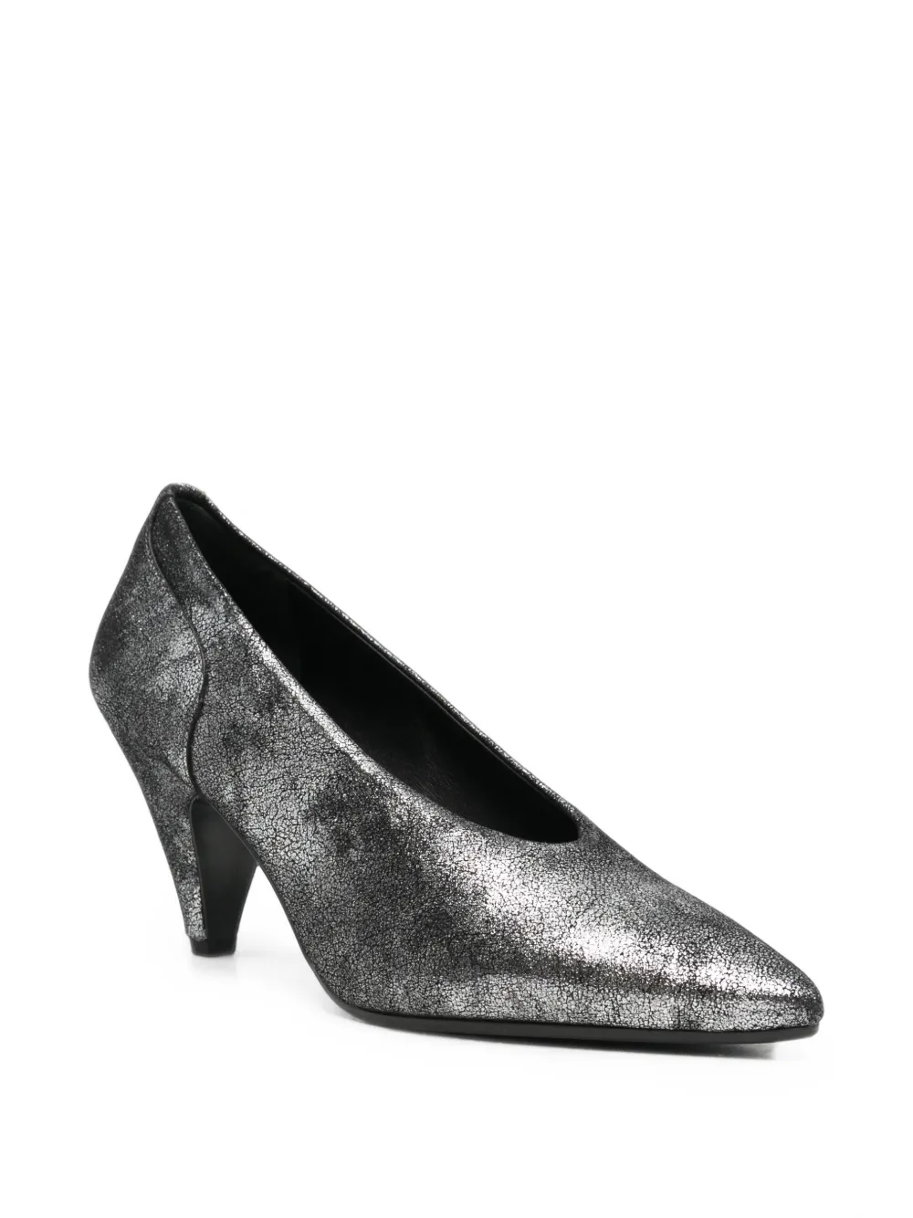 Del Carlo crackle-effect pointed-toe pumps Zilver