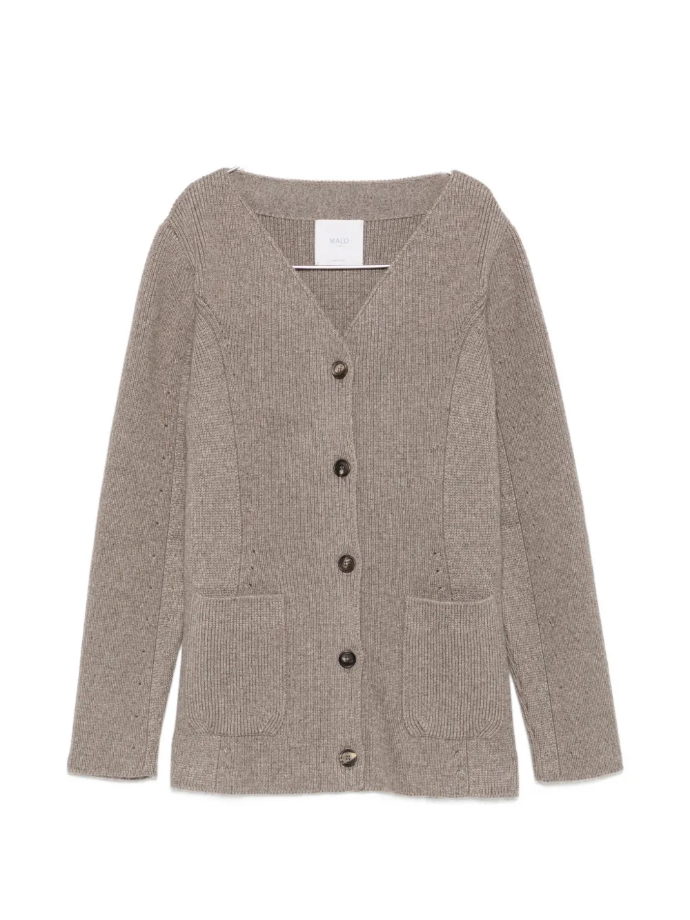 Malo ribbed-knit V-neck cardigan - Nude