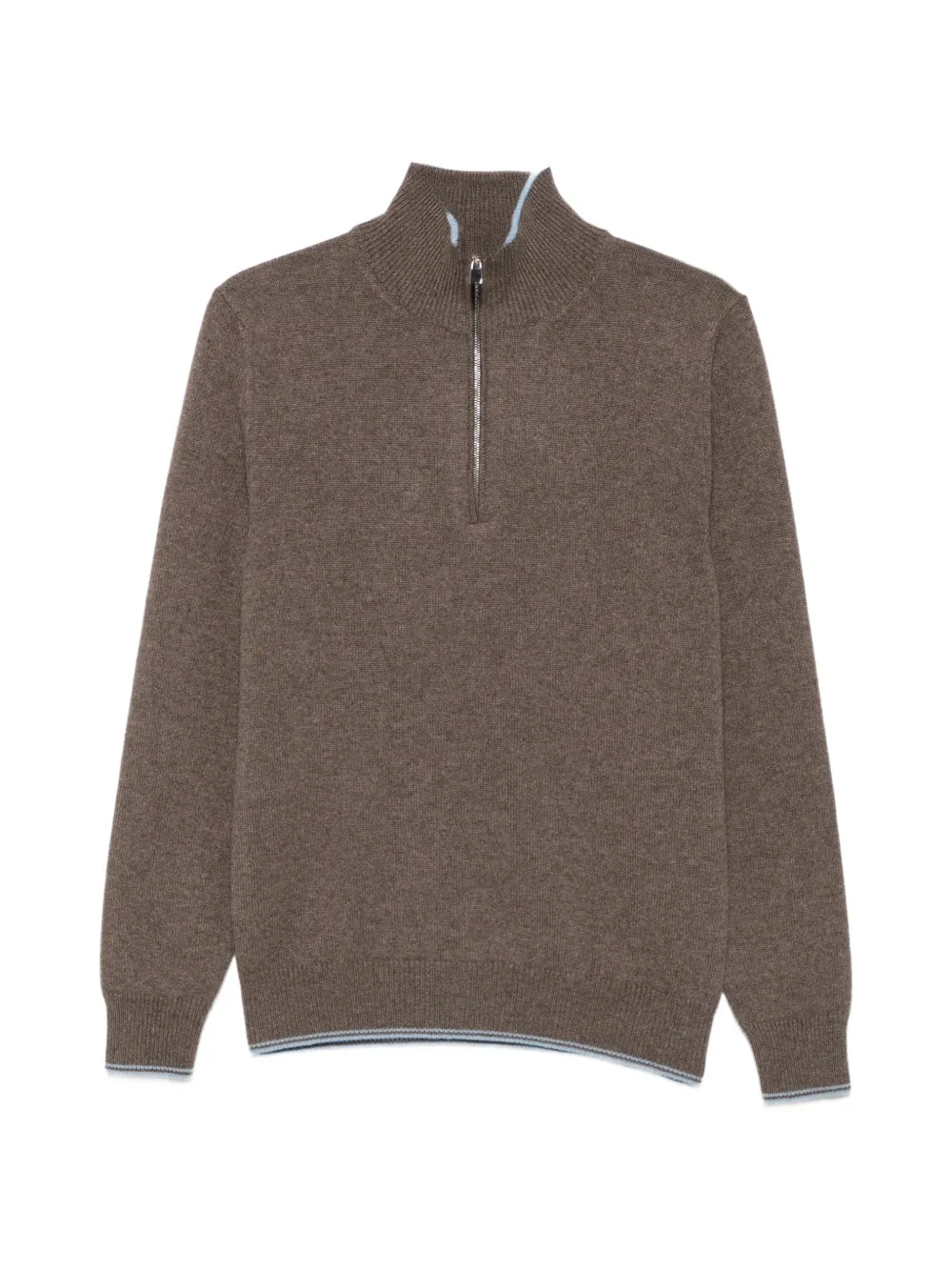 Malo half-zip ribbed-trim polo top - Marrone