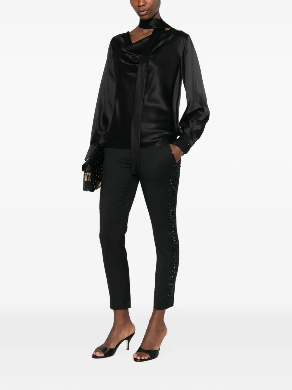 DONDUP Slim-fit broek verfraaid met kristallen Zwart