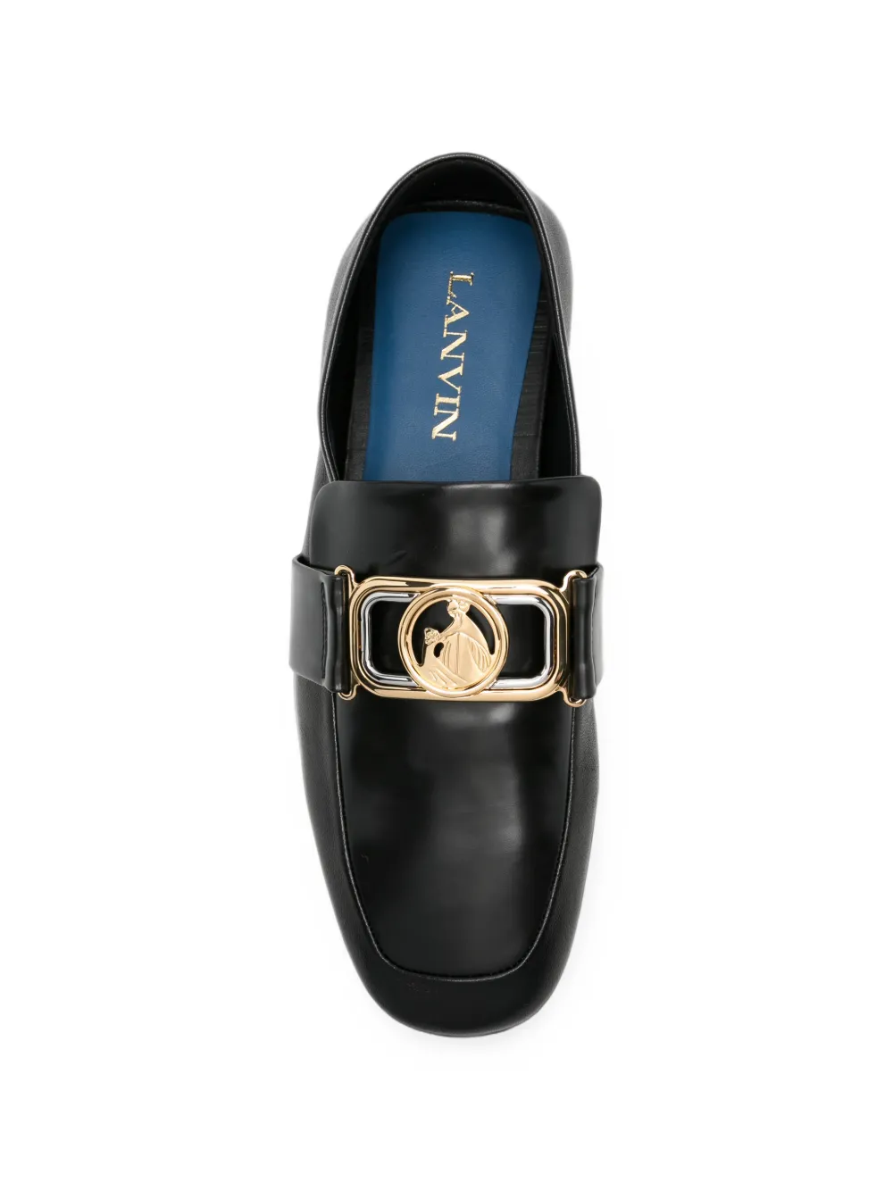 Lanvin logo-plaque leather loafers Zwart
