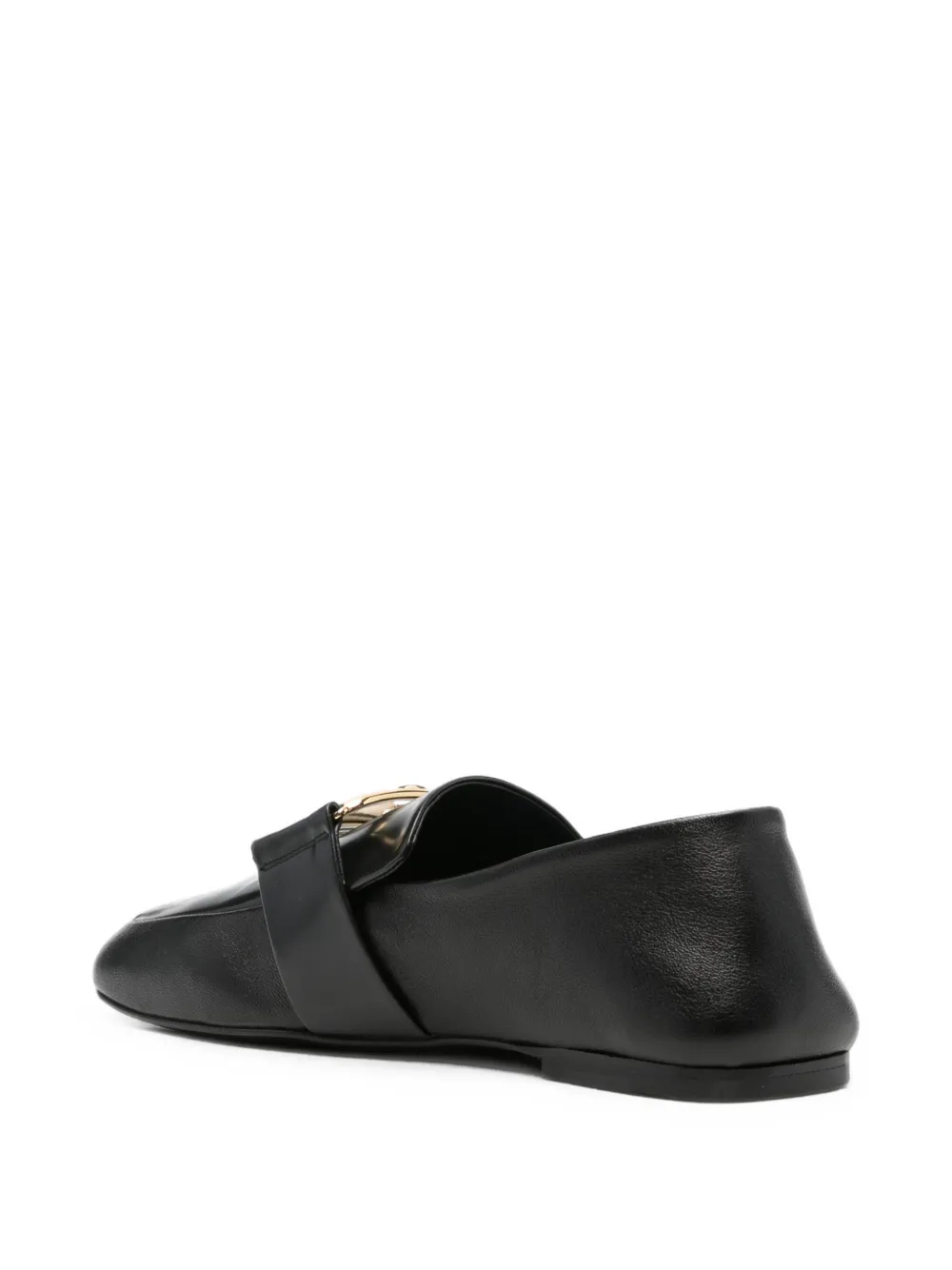 Lanvin logo-plaque leather loafers Zwart