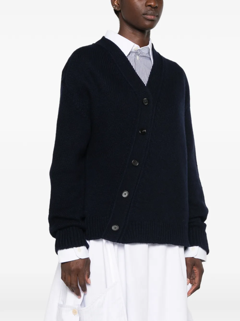 Jil Sander Asymmetrisch ribgebreid vest Blauw