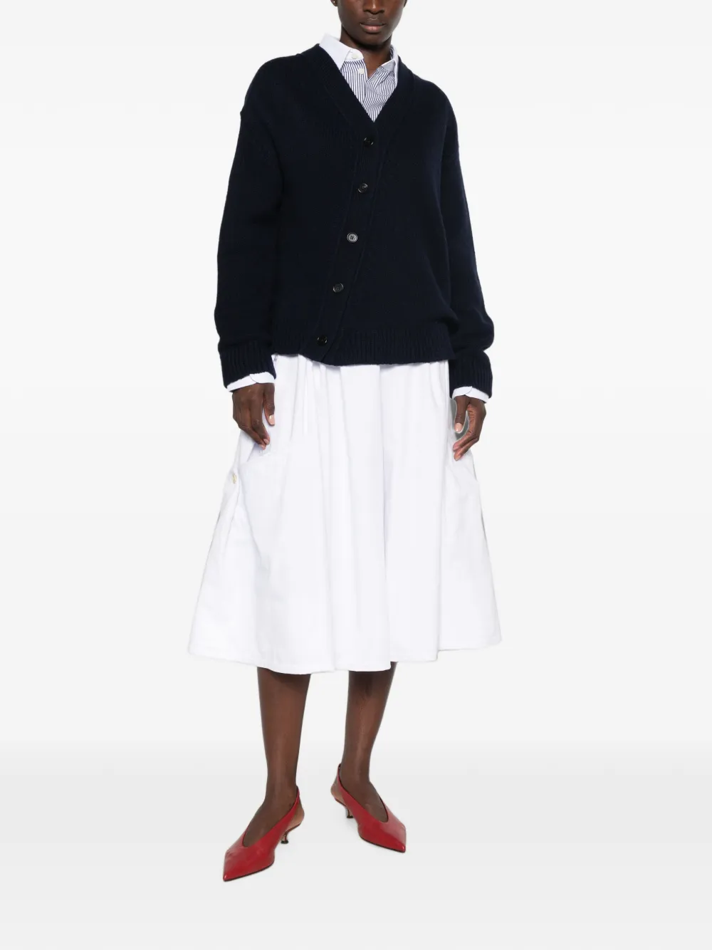 Jil Sander Asymmetrisch ribgebreid vest Blauw