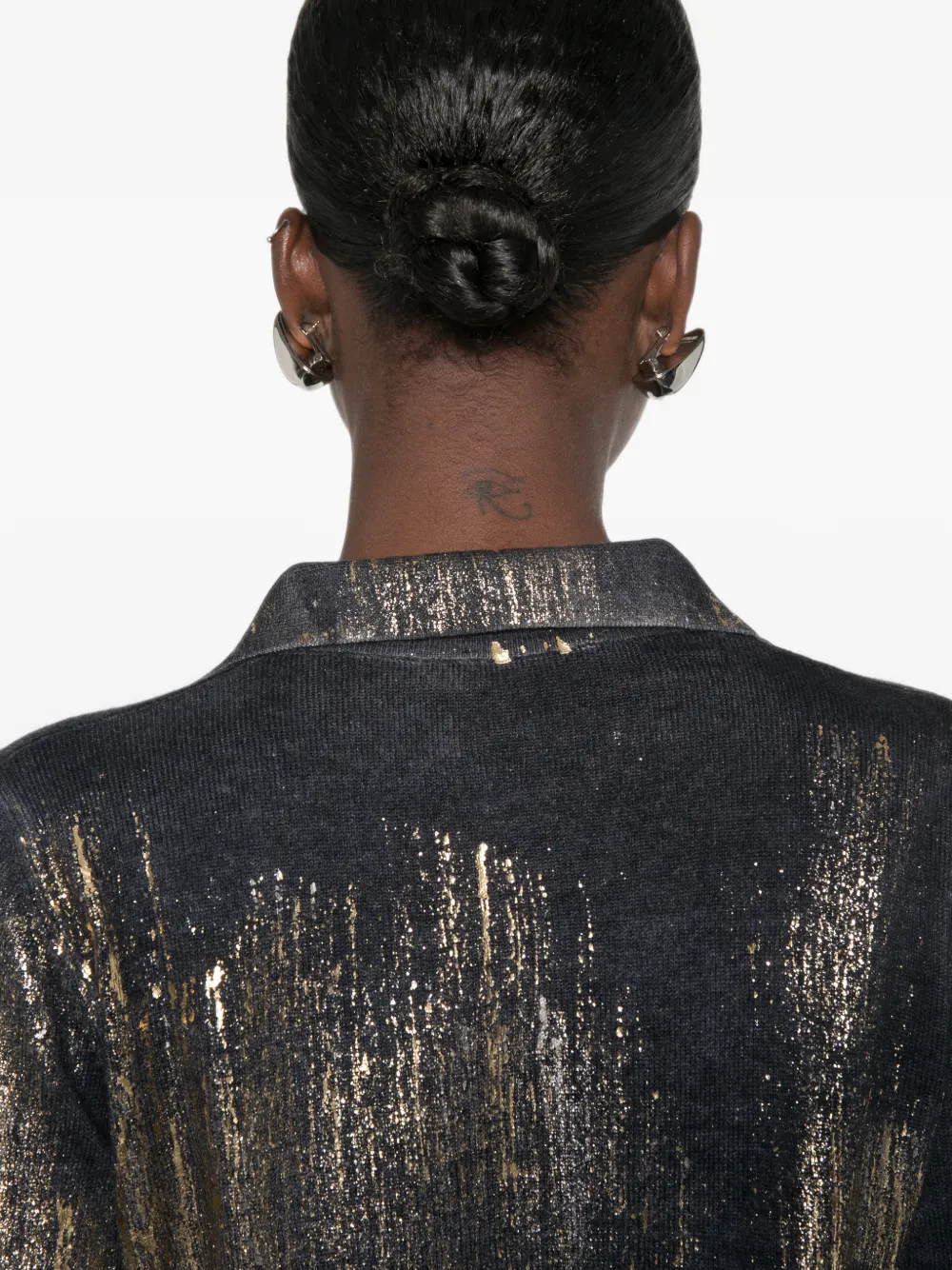 Avant Toi metallic-effect button-up shirt Zwart