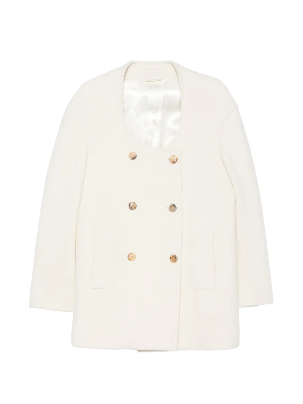 Malo double-breasted scoop-neck coat - Toni neutri