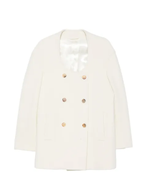 Malo double-breasted scoop-neck coat